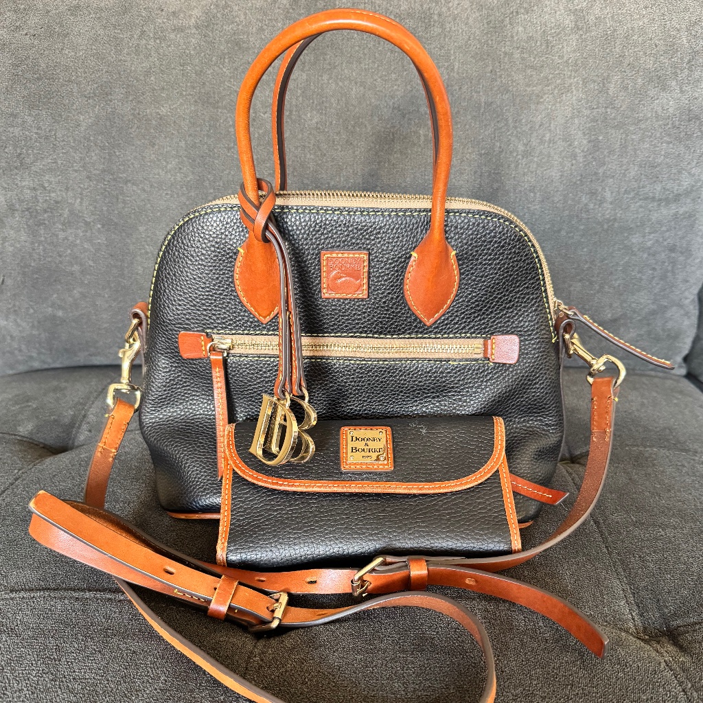Dooney & Burke Pebble Grain Domed Satchel And Wallet